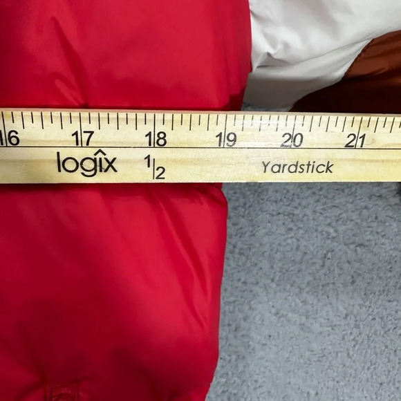 SPLITS59 Isabel Down Puffer Jacket women small red Colorblock down packable hood - Picture 11 of 13